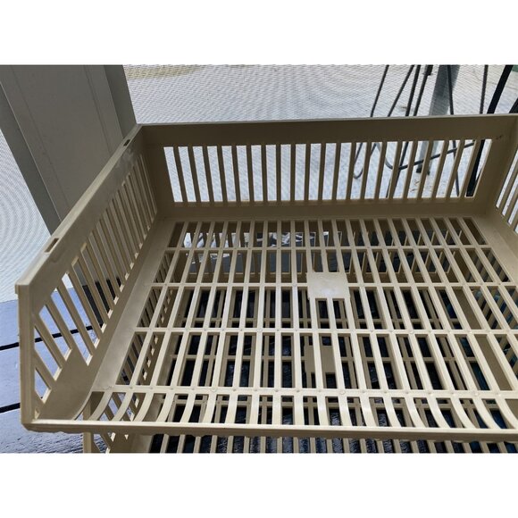 Desk Organizer Paper Tray Office Storage 2 Tier Plastic Beige Retro - Picture 2 of 6